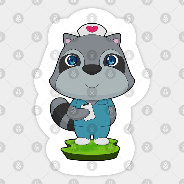 Racoon Nurse Notepad Sticker by Markus Schnabel